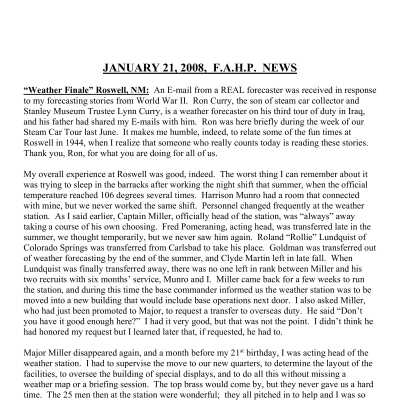 2008 01-21 Weekly News