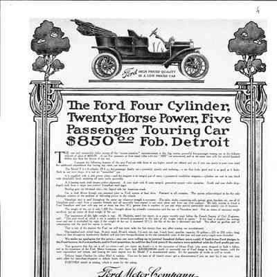 1908 advertisement for Ford Motor