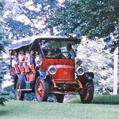 Stanley Mountain Wagon with guests at the Magic Age of Steam, 1973