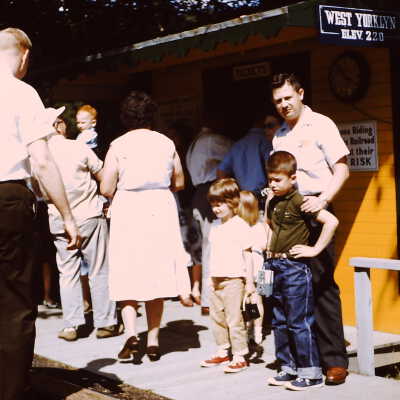 Herb Adelman and children waiting to depart the West Yorklyn station, 1963