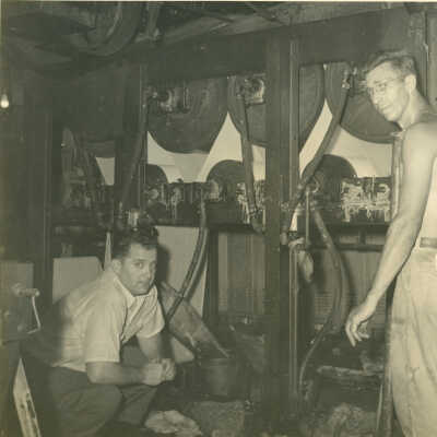Lew Ravilious and colleague at Crowell Tape Mill