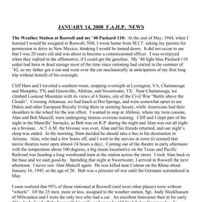 2008 01-14 Weekly News