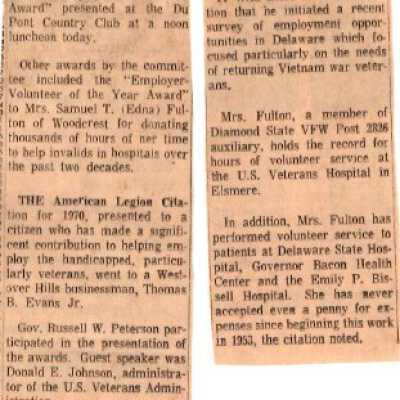 Newspaper article about Crowell Tape receiving Employer of the Year Award, 1970