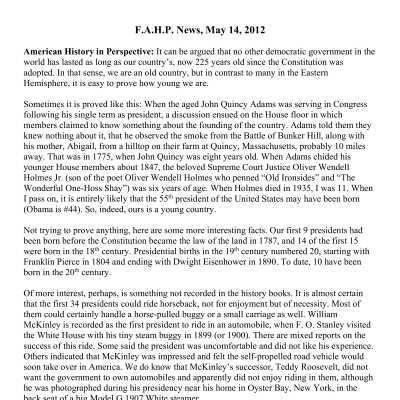 2012 05-14 Weekly News