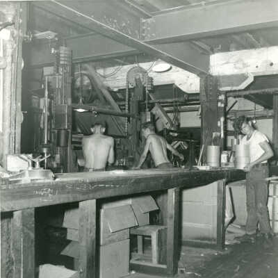 Don Blevins operating the Crowell Tape Mill slitter machine