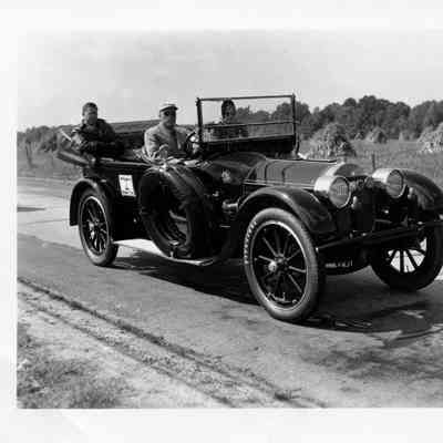1949 Glidden Tour - E.J. Pinney and passengers in a 1916 Pierce Arrow