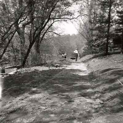 T Clarence Marshall inspecting the roadbed, 1960