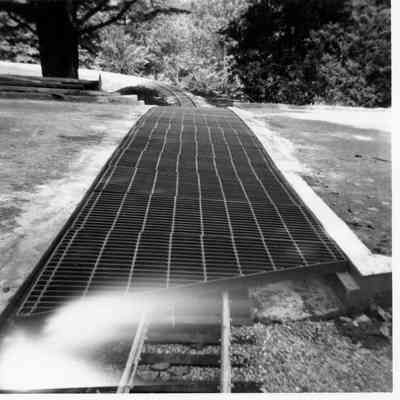 Finished front gate crossing with grates in place, 1960
