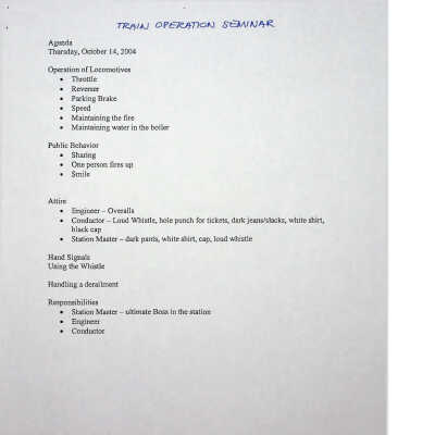 2004 - handout from seminar on train operations