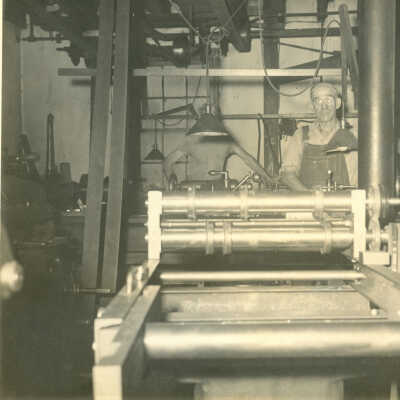 Harry Ford in Crowell Tape Mill machine shop