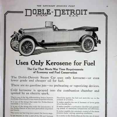 1917 advertisement for the Doble-Detroit in "The Saturday Evening Post"