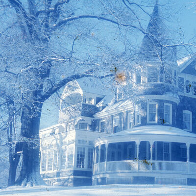Christmas at Auburn Heights - snow on the Mansion in 1975