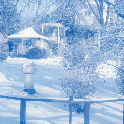 Christmas at Auburn Heights - snow on the Mansion lawn in 1975