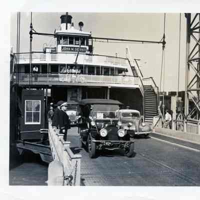 1949 Glidden Tour - tour cars leaving the ferry at Annapolis