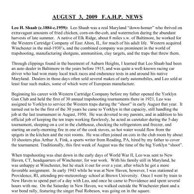 2009 08-03 Weekly News