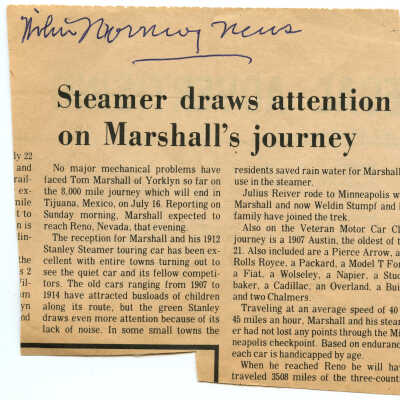1972 Transcontinental Tour - Steamer Draws Attention on Tour