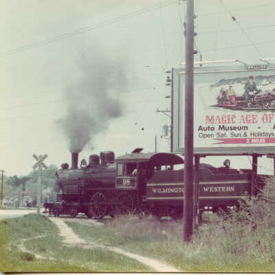 Billboard advertising Magic Age of Steam at WWRR Greenbank Station