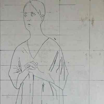 Gridded drawing for "Joan of Arc"