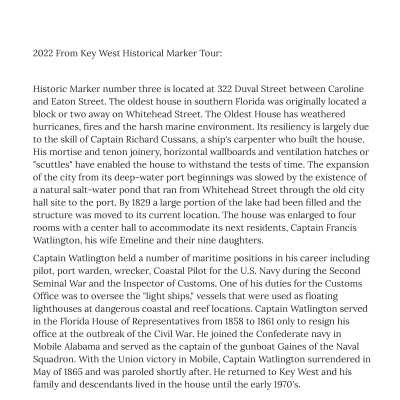 House Description - Key West Marker Tour