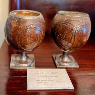 Pair of Silver Foot Coconut Goblets