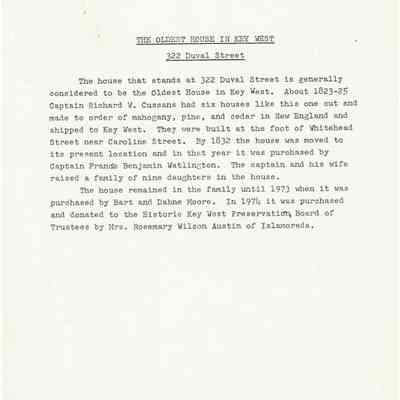 Undated Notes Re Bert/Dabney Moore as owners