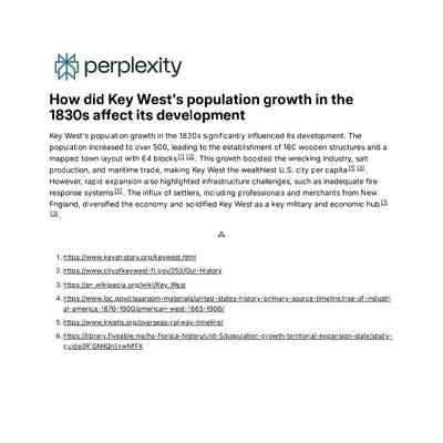 Key West Population Growth in the 1830's