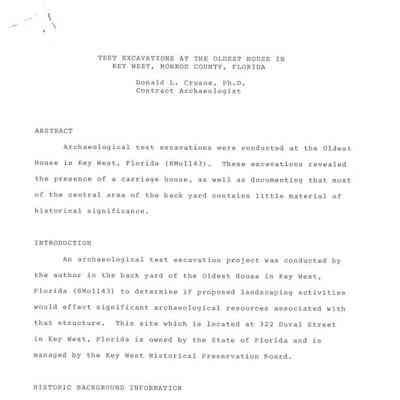 House Test Excavation Report
