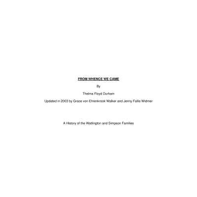 Watlington Geneology - From Whence We Came