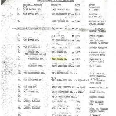List of Key West Houses Moved