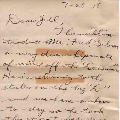 July 26, 1918 letter page #1