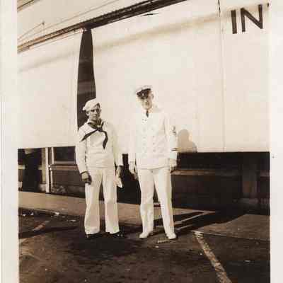 NY sailors in parking lot