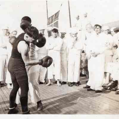 Boxing match on deck