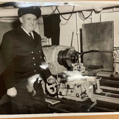 Chief McKeown in Machine Shop