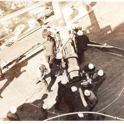 5" gun in action