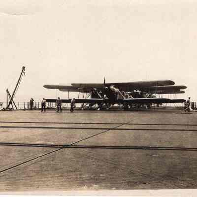 Biplane on flight deck