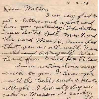 April 2, 1918 letter pg#1