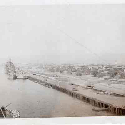 Shot of pier from ship