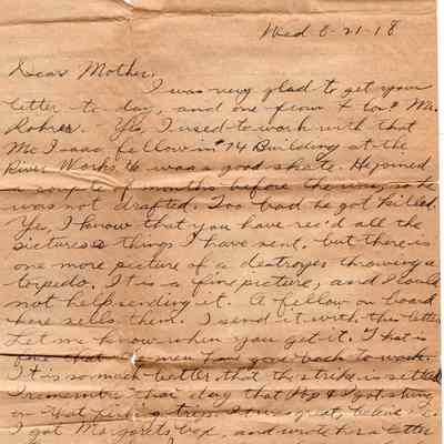 Aug 21, 1918 letter