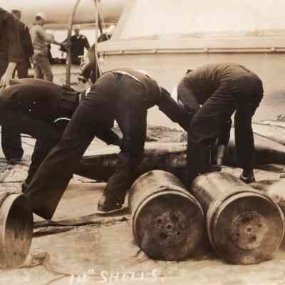 Moving 14" shells on deck