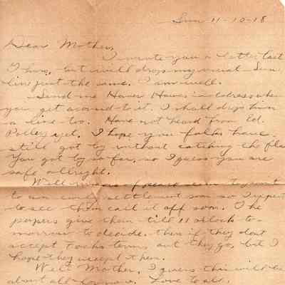 Nov 10, 1918 letter