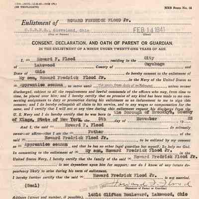 Flood's enlistment consent form
