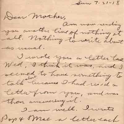 July 21, 1918 letter