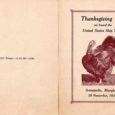 1929 Thanksgiving Dinner pamphlet