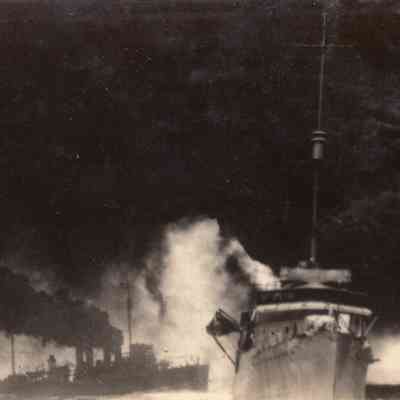 Destroyers laying smoke