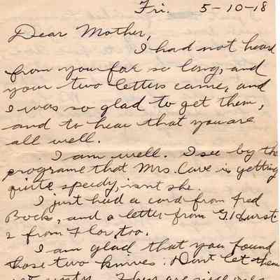 May 10, 1918 letter pg#1