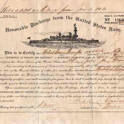 Torrington's Honorable Discharge certificate