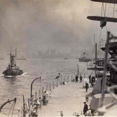Battleship leaving NY