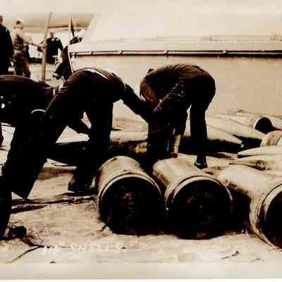 Sailors handle 14" shells