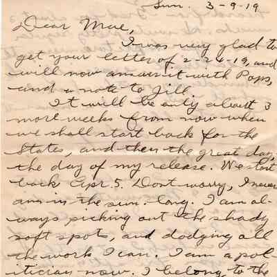 Mar 9, 1919 letter #2