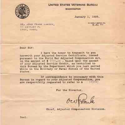 Adjusted Service Certificate
